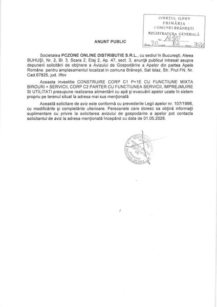 Anunt Public Primaria Branesti.